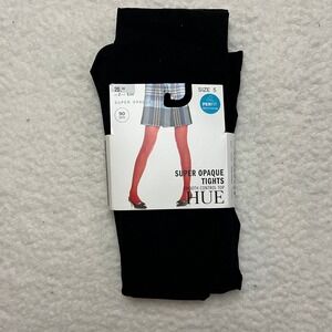 HUE Tights Womens Size 5 Black Super Opaque Smooth Control Top U6820 90 Denier